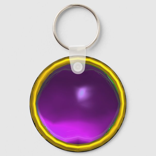 MAGIC PURPLE  AMETHYST GEM STONE KEY RING (Front)