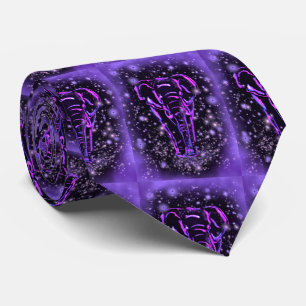 Magic Purple Pink Elephant Walking At Starry Night Tie