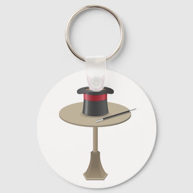 Magic Rabbit in Hat with Wand Key Ring (Front)