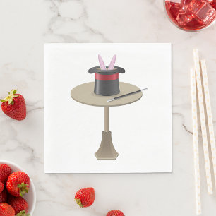 Magic Rabbit in Hat with Wand Napkin