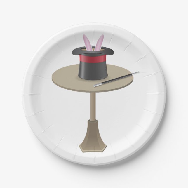 Magic Rabbit in Hat with Wand Paper Plate (Front)