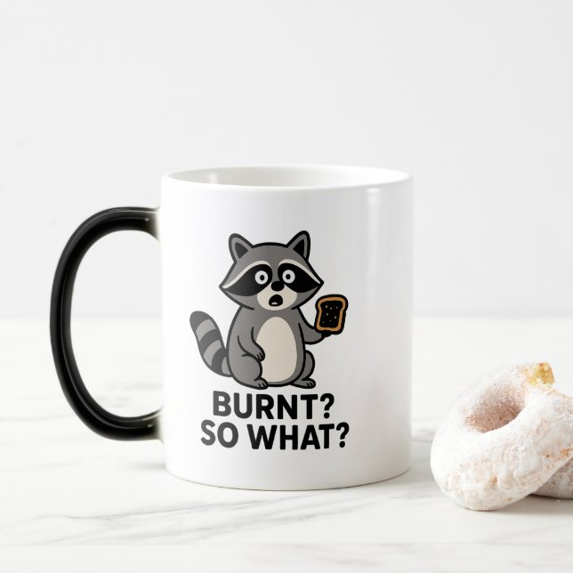 Magic Raccoon Toast Mug – Heat Reveal Cute Animal  (With Donut)
