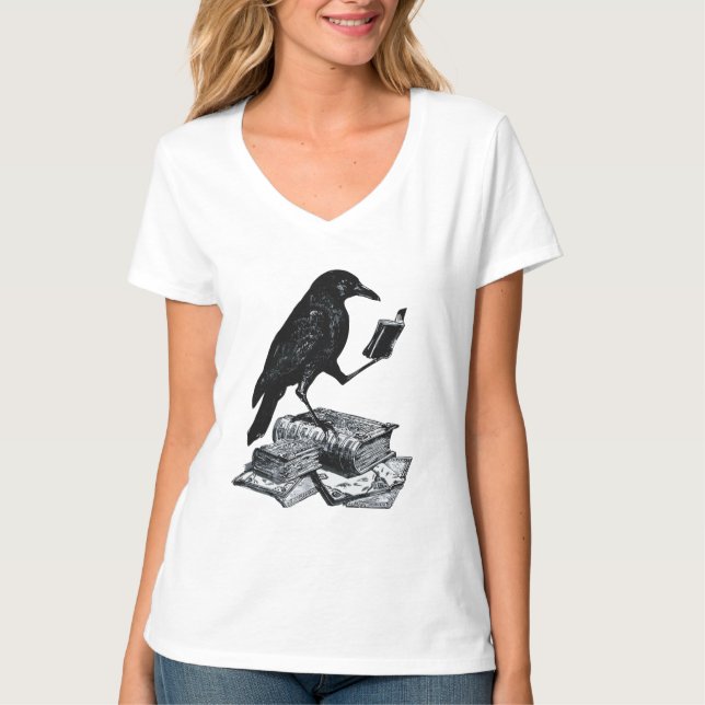 Magic Raven with Academic Books T-Shirt (Front)