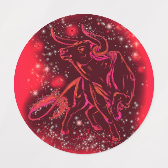 Magic Red Neon Bull Running - Amazing Starry Night (Design 3)