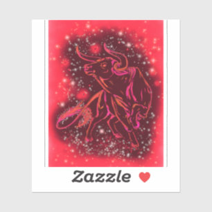 Magic Red Neon Bull Running - Amazing Starry Night