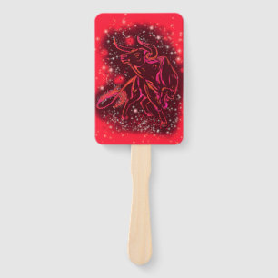 Magic Red Neon Bull Running - Amazing Starry Night Hand Fan