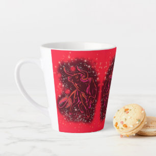 Magic Red Neon Bull Running - Amazing Starry Night Latte Mug