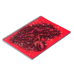Magic Red Neon Bull Running - Amazing Starry Night Notebook