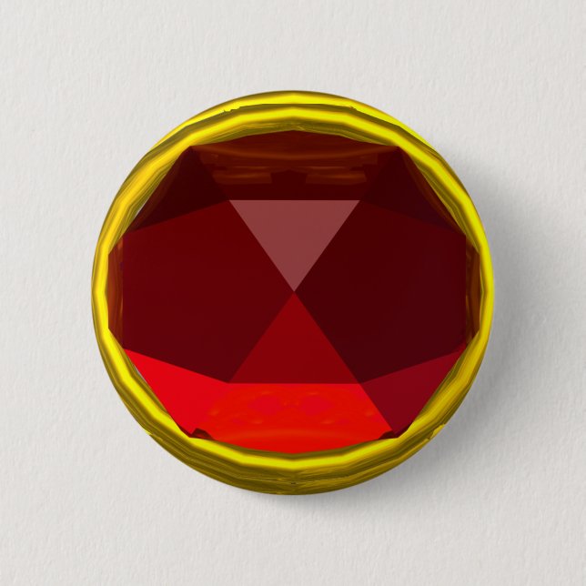 MAGIC RED RUBY GEMSTONE 6 CM ROUND BADGE (Front)