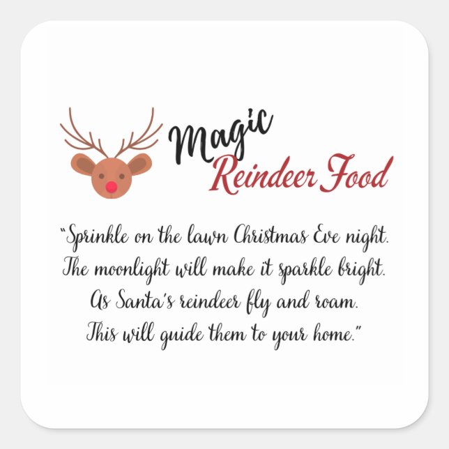 Magic Reindeer Food Label Sticker (Front)