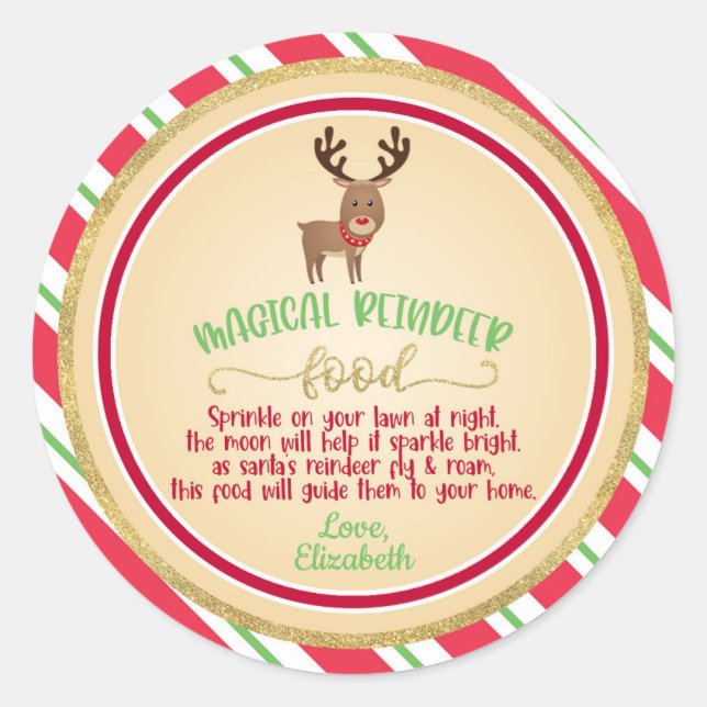 Magic Reindeer Food Sticker - Round (Front)