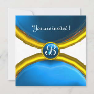 MAGIC RINGS ,MONOGRAM gem blue Invitation
