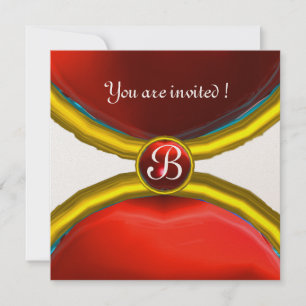 MAGIC RINGS ,MONOGRAM  gem red gold Invitation