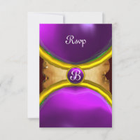 MAGIC RINGS ,MONOGRAM parchment rsvp gem purple