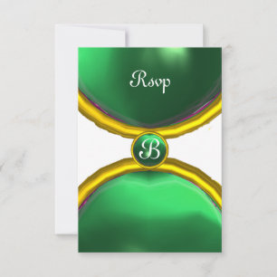 MAGIC RINGS ,MONOGRAM rsvp gem green Invitation