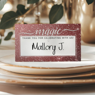 MAGIC 🎅 Rustic Watercolor Blush & Burgundy Place Card
