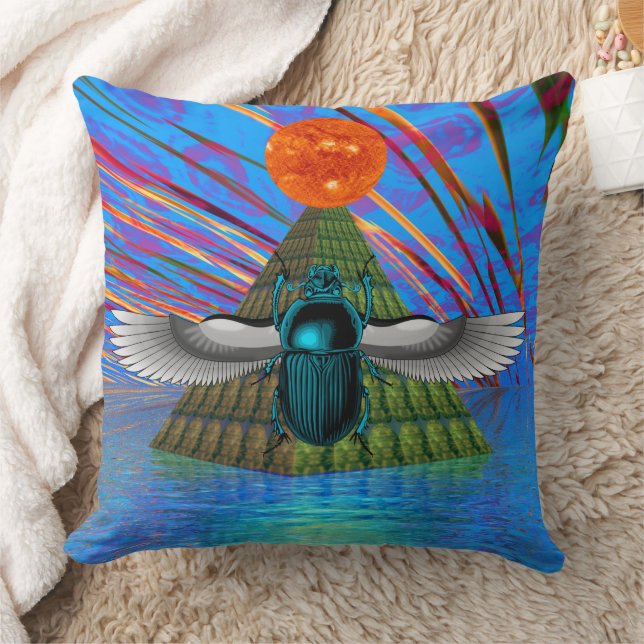 Magic Scarab Throw Pillow (Blanket)