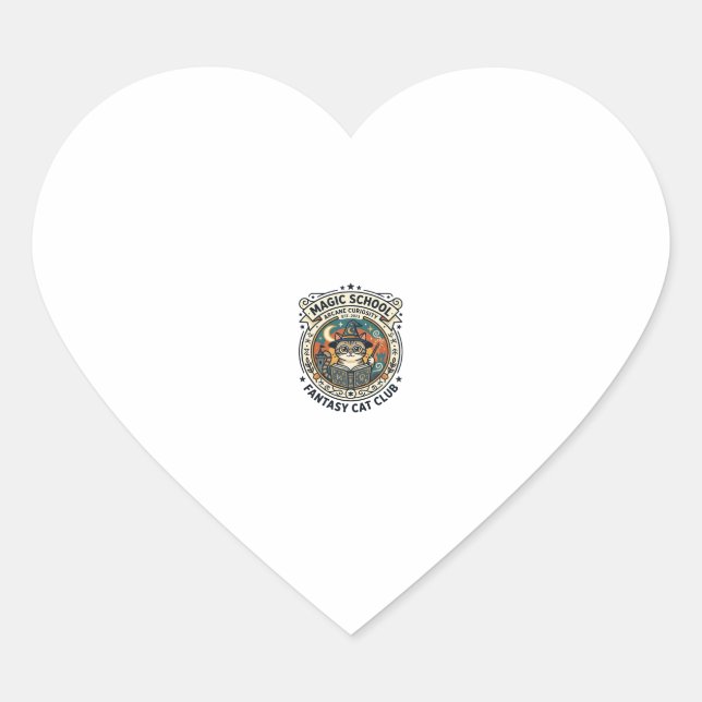 Magic School Fantasy Cat Cute Kitty Design - Magic Heart Sticker (Front)