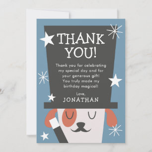 Magic Show Birthday Dog Magician Thank You Card