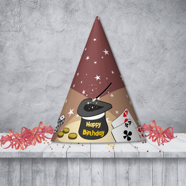 Magic Show Birthday Party Red Kids Party Hat (Magic Show Birthday Party Red Kids Party Hat, Custom Text, Color)