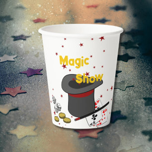 Magic Show Black White Red Birthday Party Paper Cups