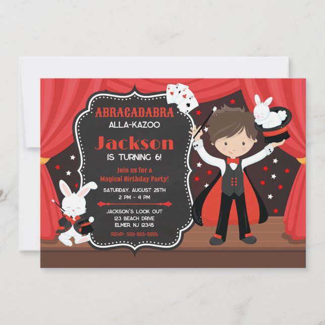 Magic Show Boy Magician Birthday Party Invitation (Front)