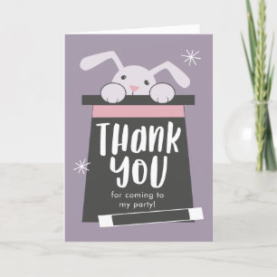 Magic Show Bunny Birthday Party Thank You Card