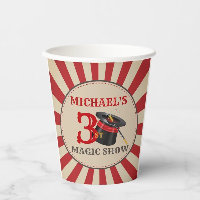 Magic Show Circus Birthday Party Paper Cups (Front)