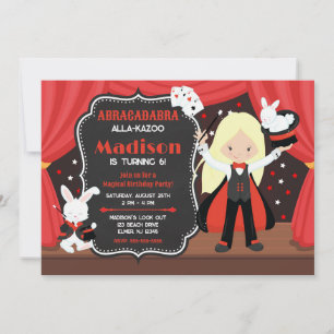 Magic Show Girl Magician Birthday Party Invitation