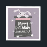 Magic Show Kids Birthday Party Napkin<br><div class="desc">Adorable design for your child's magic show theme birthday. Cute bunny popping her head out of a top hat. It says "Happy Birthday Samantha" inside the hat. Add your child's name on the hat. The text is easily customisable online.</div>