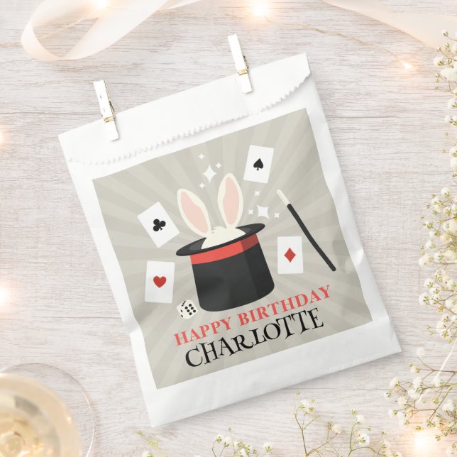 Magic Show Magician Kids Birthday Custom Name Favour Bags (Clipped)