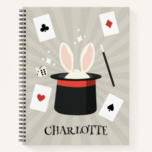 Magic Show Magician Kids Custom Name Notebook