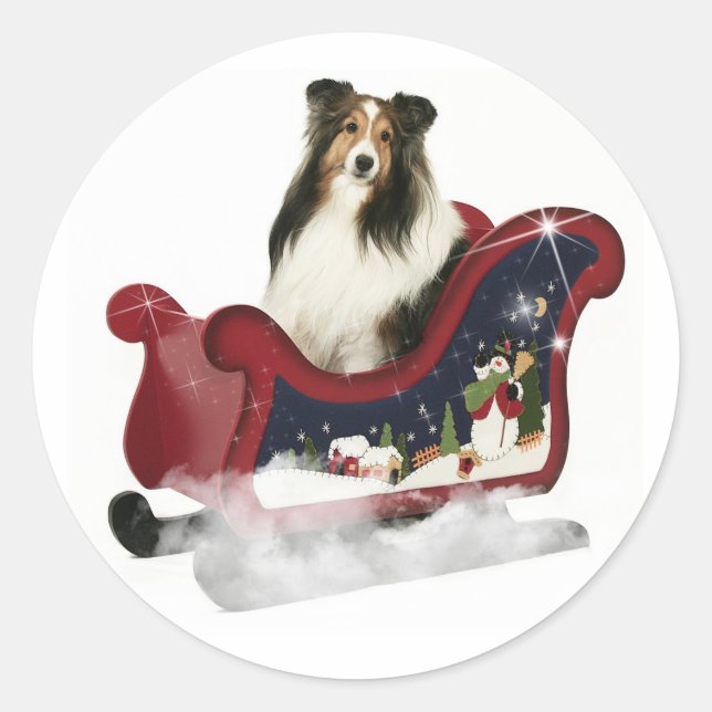 Magic Sleigh Sheltie Classic Round Sticker (Front)