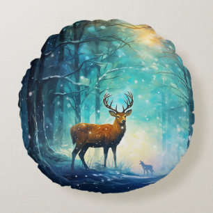 Magic Snowy Forest Art-82109 Round Cushion