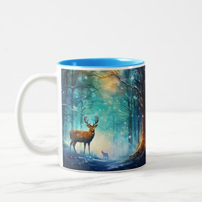 Magic Snowy Forest Art-82109 Two-Tone Coffee Mug (Left)
