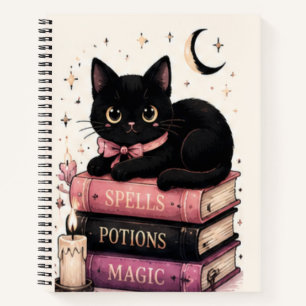 Magic Spell Books Witchy Black Cat