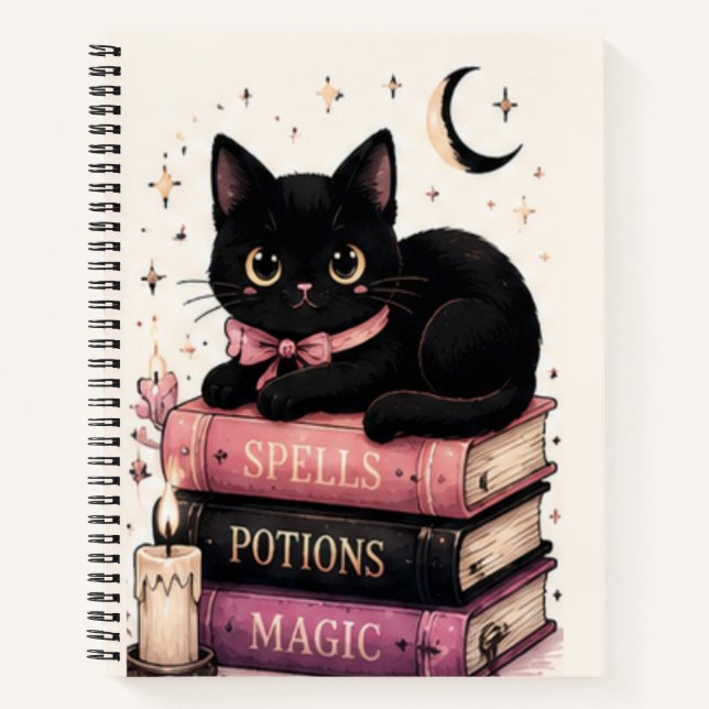 Magic Spell Books Witchy Black Cat (Front)