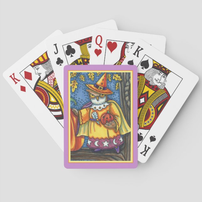 MAGIC SPELLS AND HALLOWEEN HOOTS, OWL WIZARD PLAYING CARDS (Back)