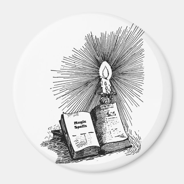 Magic Spells Book Candle Witchcraft art Magnet (Front)