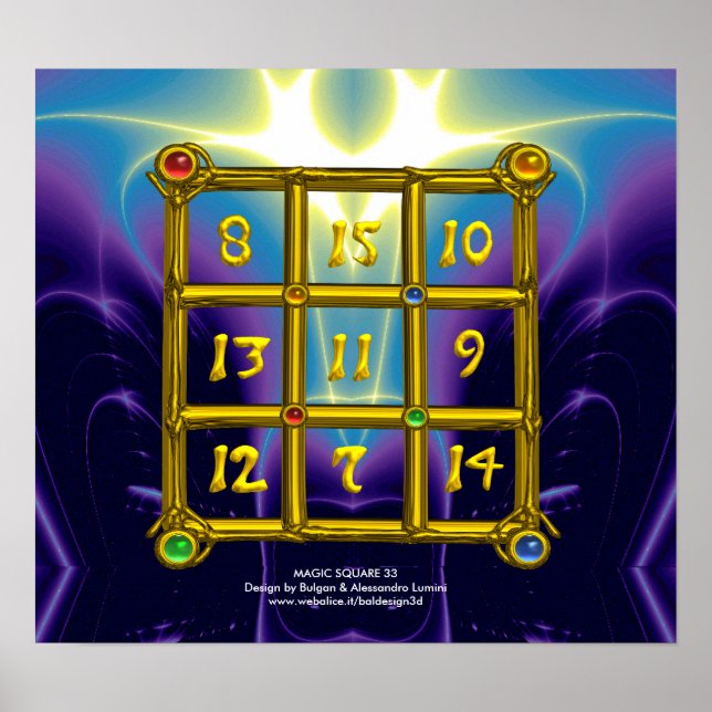 MAGIC SQUARE 33 ,Blue Purple Poster (Front)