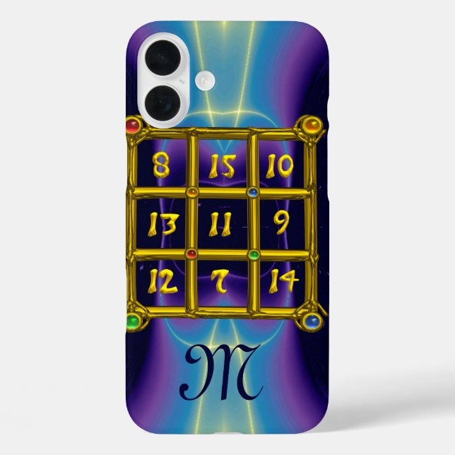 MAGIC SQUARE 33 MONOGRAM Teal, Aqua Blue Purple Case-Mate iPhone Case (Back)