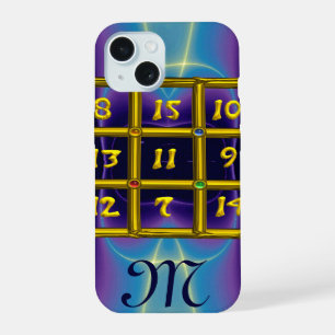 MAGIC SQUARE 33 MONOGRAM Teal, Aqua Blue Purple iPhone 15 Case