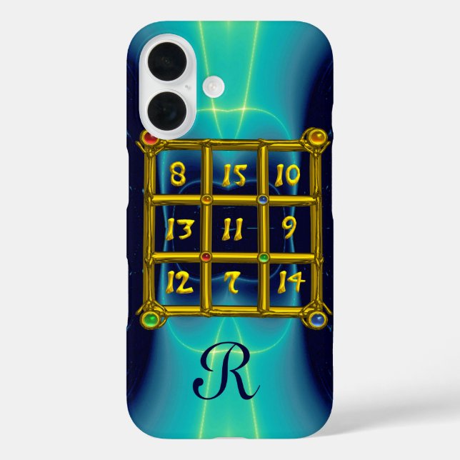 MAGIC SQUARE 33 MONOGRAM  Teal, Aqua Blue Turquase Case-Mate iPhone Case (Back)