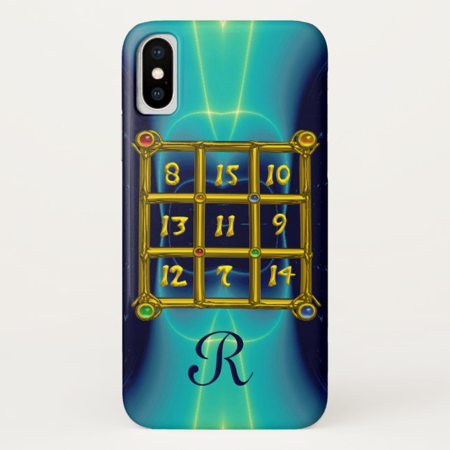 MAGIC SQUARE 33 MONOGRAM Teal, Aqua Blue Turquoise Case-Mate iPhone Case (Back)