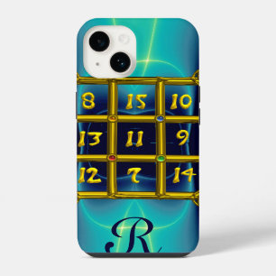 MAGIC SQUARE 33 MONOGRAM Teal,Aqua Blue Turquoise iPhone 14 Case