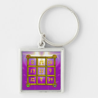 MAGIC SQUARE 33 , Pink Violet Purple Key Ring