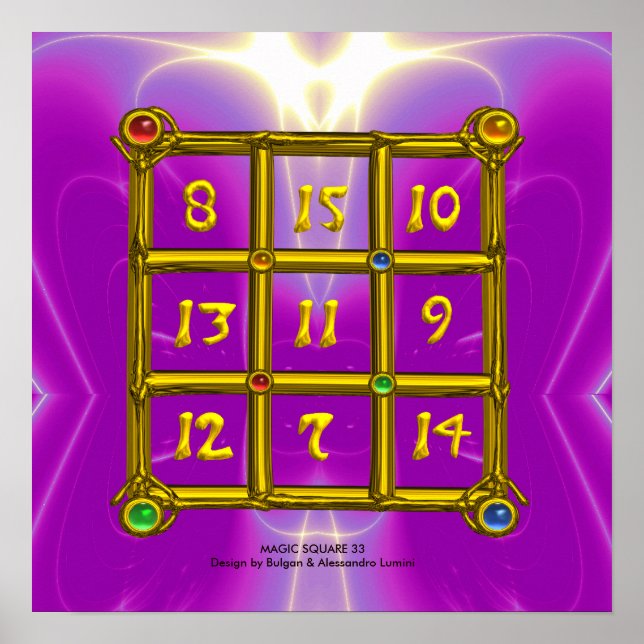 MAGIC SQUARE 33 , Pink Violet Purple Poster (Front)