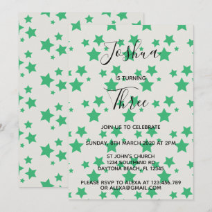 Magic Star birthday invitation Grey Green