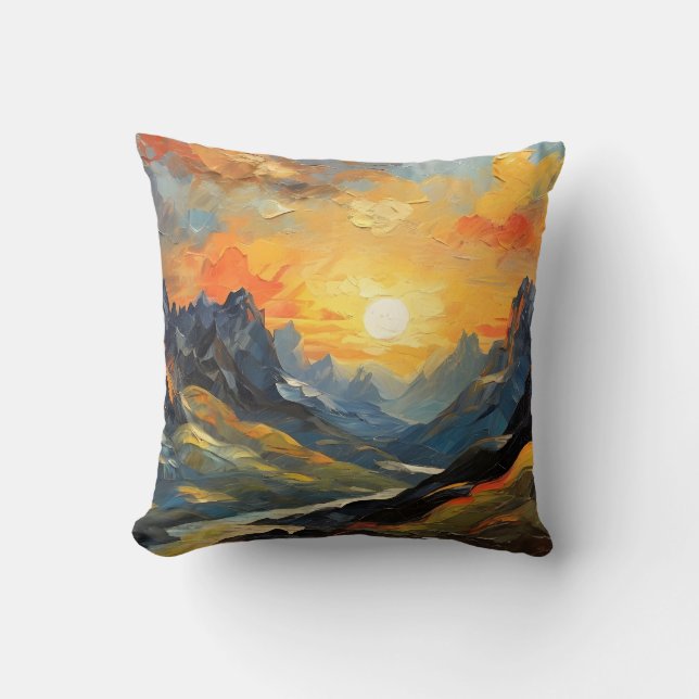Magic Sunset In The Mountains Cushion (Front)