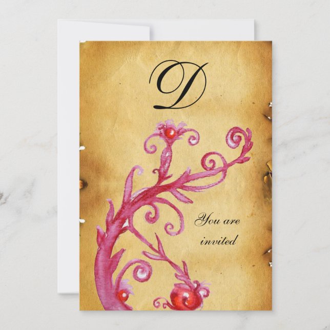 MAGIC SWIRL MONOGRAM parchment  vibrant bright Invitation (Front)
